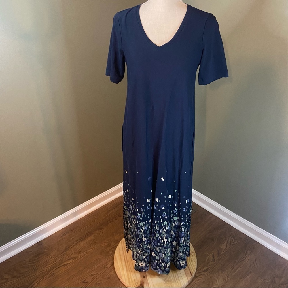 Pure Jill by J. Jill Blue Border Print Maxi Dress